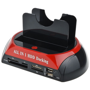 USB 2.0 IDE SATA çift Bay 2.5 inç 3.5 inç HDD yerleştirme istasyonu ESATA kart okuyucu plastik kasa ile All-in-One OTB klonlama Dock - Product Image 1