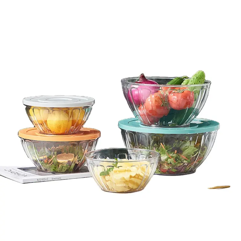 Restaurant Salat Acryl Tee schalen PC Lebensmittel qualität Kunststoff Gemüse Transparent Glas Obstschale Kaufen Sie Acryl Schalen mit Deckel