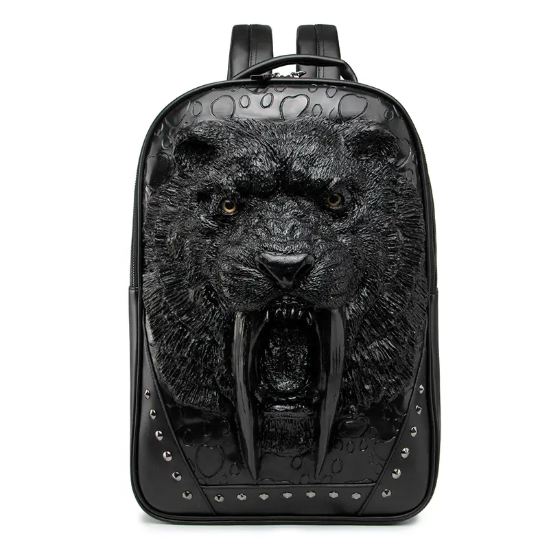 Mochila 3d estereoscópica com sabre, tigre head, mochila de personalidade para homens, viagens ao ar livre