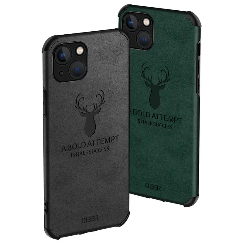 Coque de téléphone en cuir Anti-chute aux quatre coins, avec Logo de cerf, antichoc, pour Iphone 11 12 13 14 Pro Max