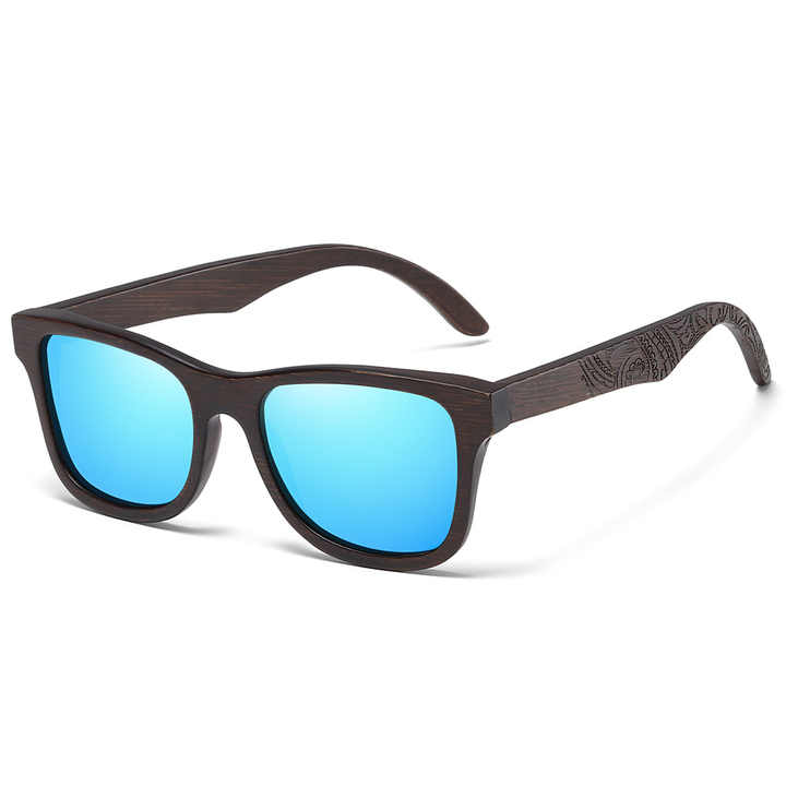 Lujo HandmadeUV400 Polarizado Real Mano Pulido Láser Grabado LOGO Gafas de Sol de madera de bambú