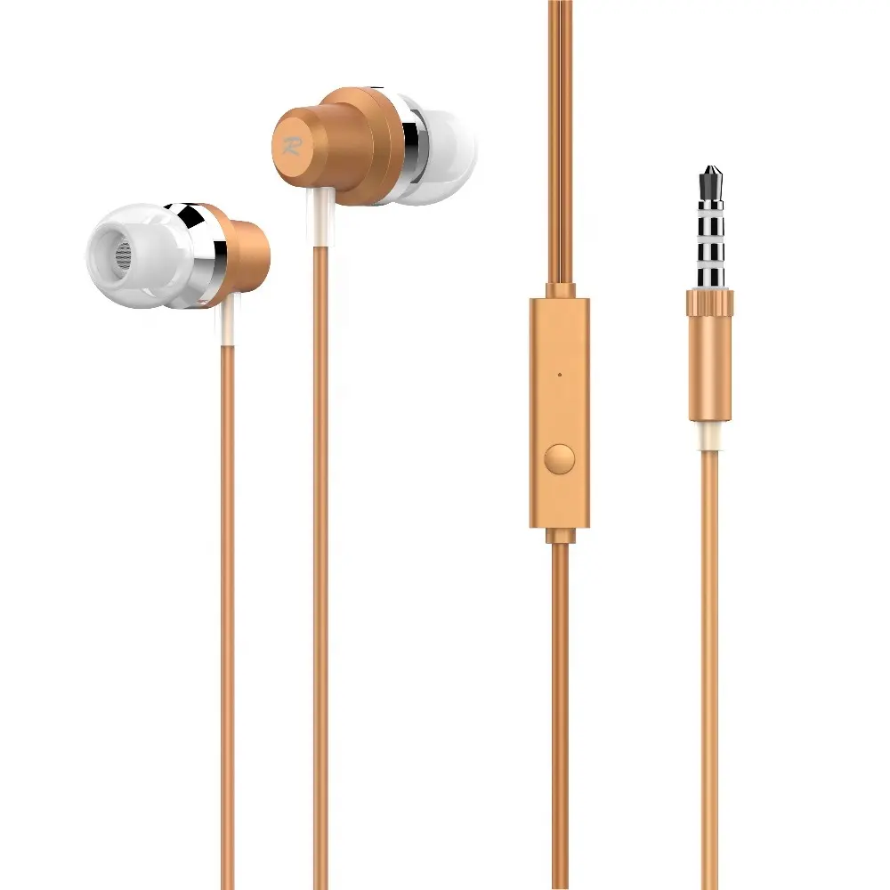 Benutzer definierte Günstige Ohrhörer Handy Stück Buchse In Gold Kopfhörer Stereo Headset Für Iphone & Android