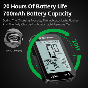WEST BIKING Intelligent GPS Bike <strong>Computer</strong> IPX7 Waterproof Bicycle <strong>Cycling</strong> <strong>Computer</strong> with 20 Hours Battery Life