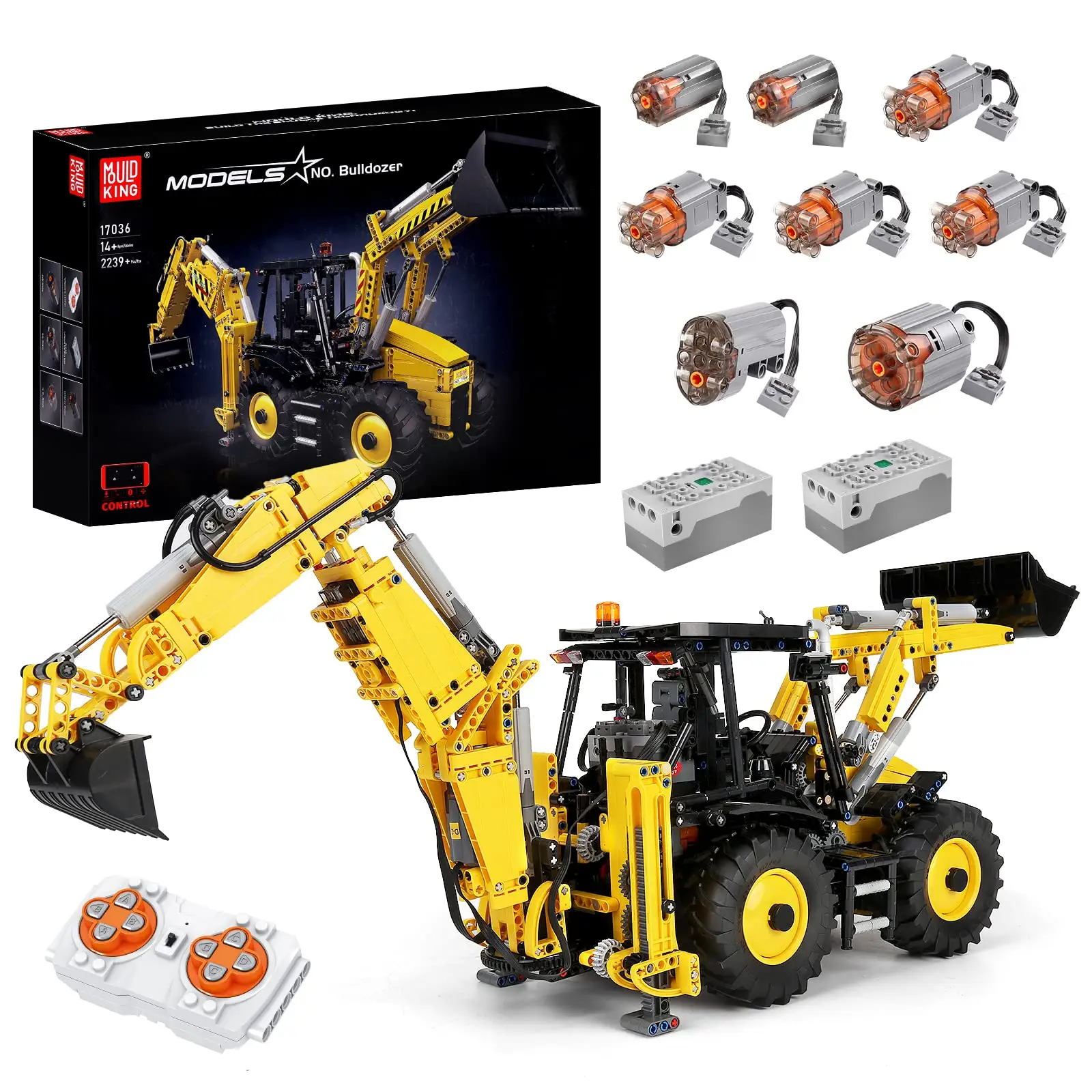 Stampo re 17036 APP RC escavatore e Bulldozer MOC 2 in 1 tecnico camion Jumbo blocchi di costruzione mattoni gru giocattoli educativi