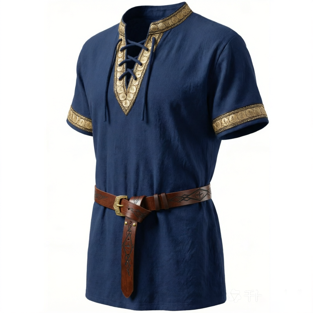 Camicia blu scuro con cintura