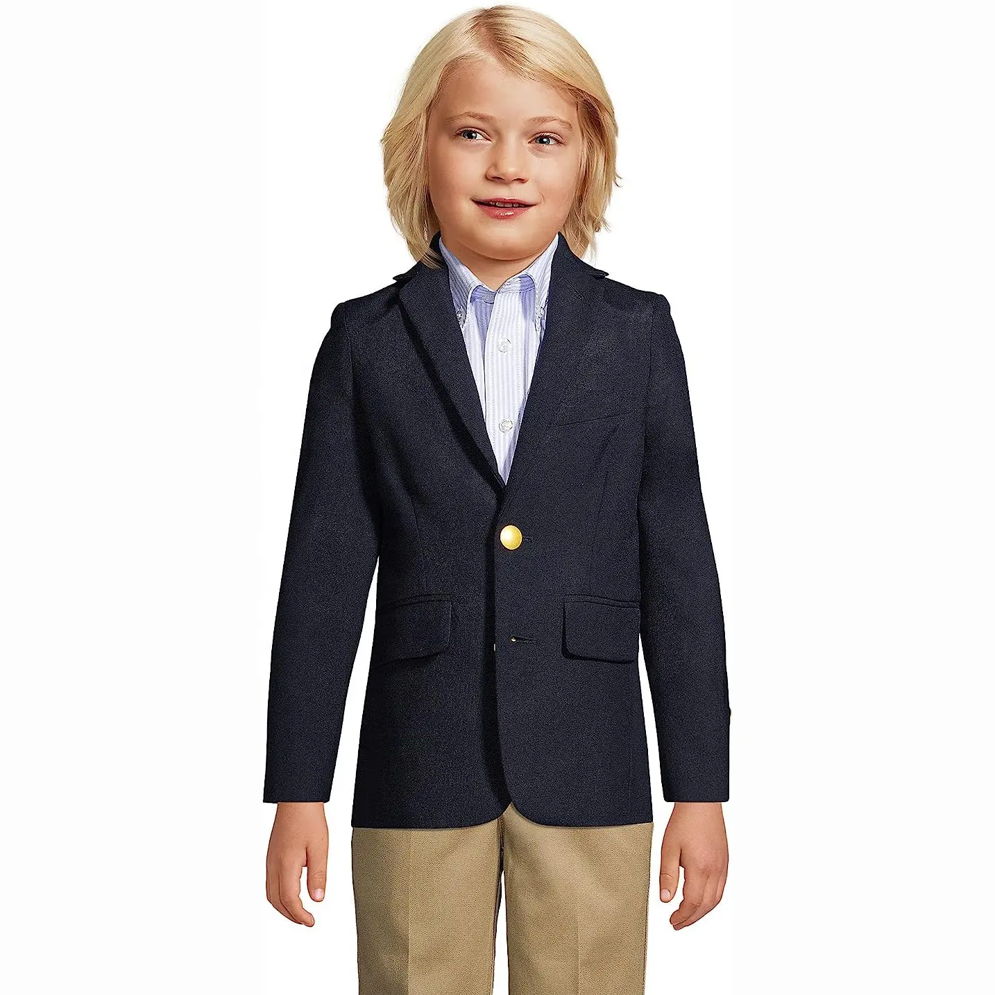 Atacado Personalizado uniformes escolares Tailored Fit Hopsack Blazer