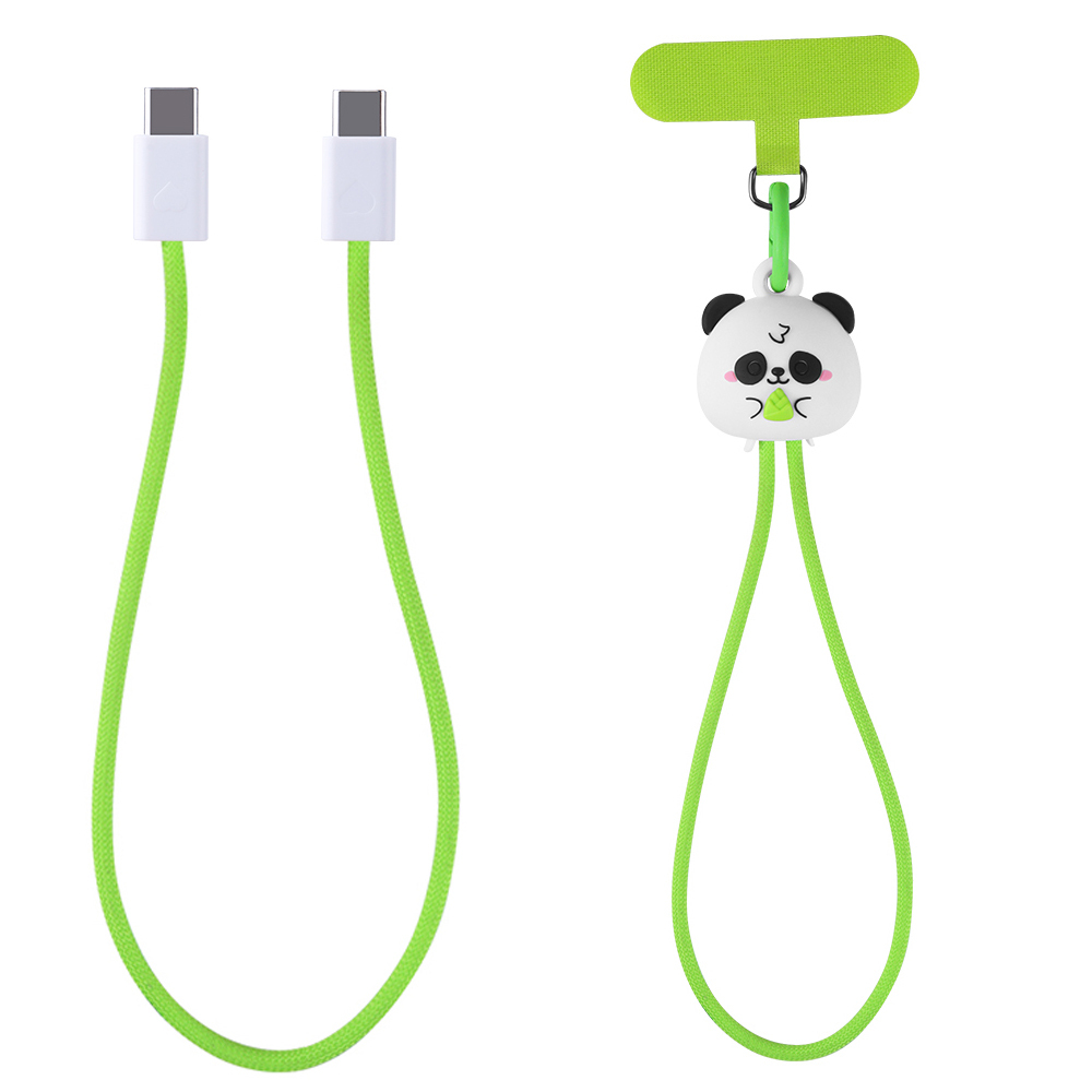 Green Panda Wrist Strap Lanyard 60W Fast Charging Cable