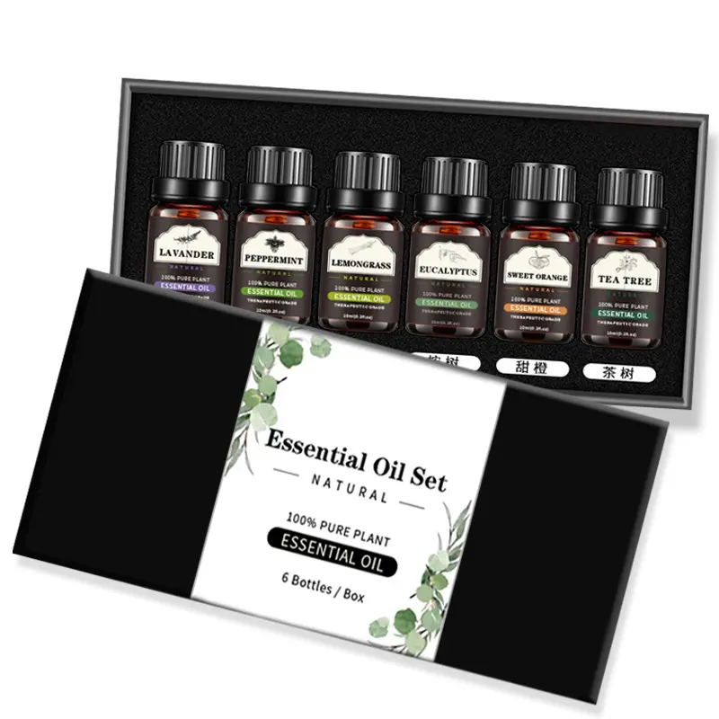 Perfume Oil Aromaterapia Aromaterapia solúvel em água Óleo essencial 6pc Set Difusores Óleo essencial puro