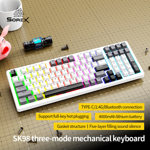 Sorex SK98W Teclado mecánico RGB inalámbrico de tres modos personalizado Material PBT Universal para juegos de computadora portátil Nuevo - Product Image 2