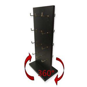 Lack Schwarz Holz 2-seitiger Displayst änder Rotierende Rack Schichten Regal Counter Spinner mit Haken für Schmuck Ohrring Ring Karte - Product Image 1