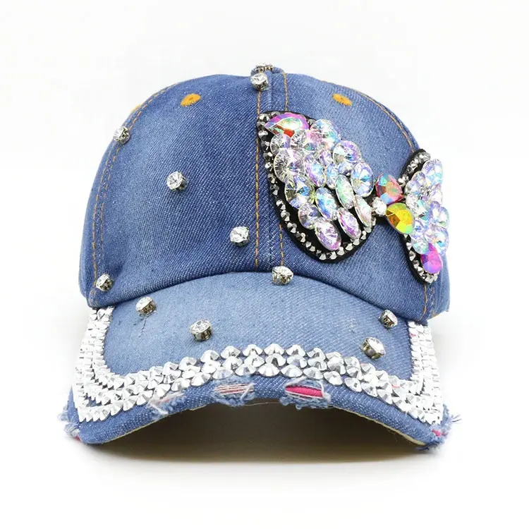 Nuevo diseño Bowknot Decoración Sombreros de vaquero Bling Rhinestone Gorra de béisbol