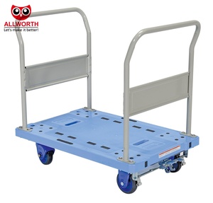 Strong Frame Light Weight 2-Tier <strong>Low</strong> Noise Plastic Platform Cart Logistic Hand <strong>Trolley</strong> with Foldable Handle - Product Image 6