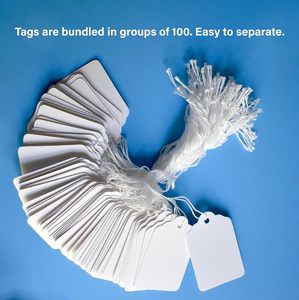 White Marking <strong>Tags</strong> <strong>with</strong> <strong>Strings</strong> Attached Merchandise Labels to Tie on for Bags and Shoes Paper <strong>Hang</strong> <strong>Tags</strong> - Product Image 6