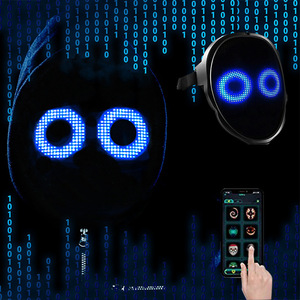 EDM เครื่องแต่งกายคอสเพลย์หน้ากาก LED สําหรับผู้ใหญ่ปาร์ตี้ LED หน้ากากแบบเต็มหน้า App ฟันสีฟ้าโปรแกรม LED หน้ากากฮาโลวีน - Product Image 4
