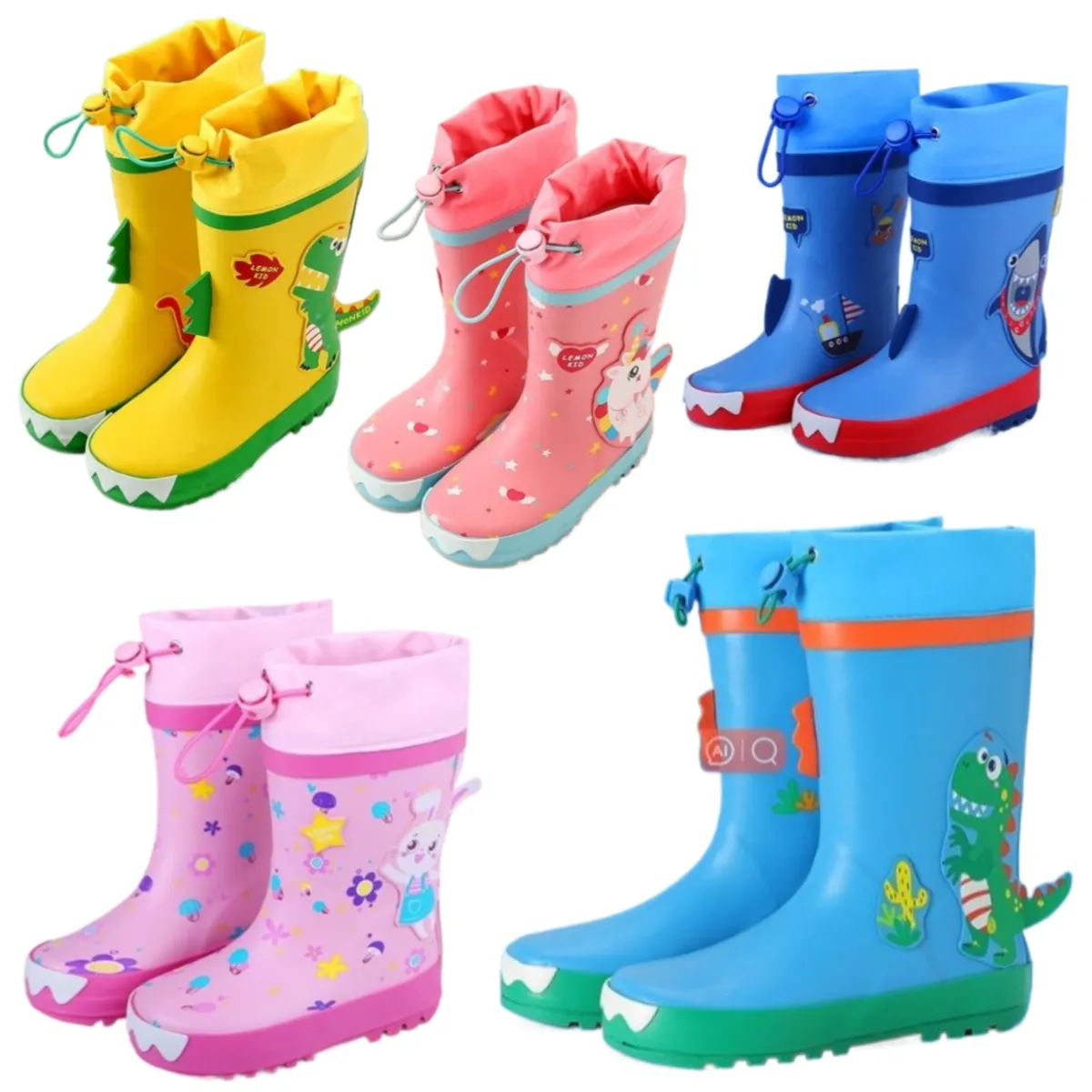 Zapatos de lluvia para niños bebés modelado antideslizante impermeable protección del medio ambiente Escuela Primaria zapatos de agua Botas de lluvia