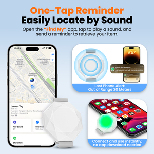 MFI Certified Mini Smart <span class=keywords><strong>Tag</strong></span> Tracker Pets Anti-Lost Built-in Alarme Key Finder Meus Airtags Encontrar Itens Rastreador com Luz LED - Product Image 3