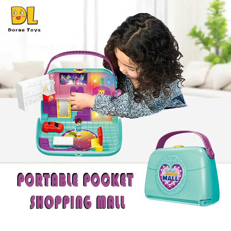 Mini Pretend Play Music Portable Princess Bag Play Set DIY Doll House Mini shopping Mall