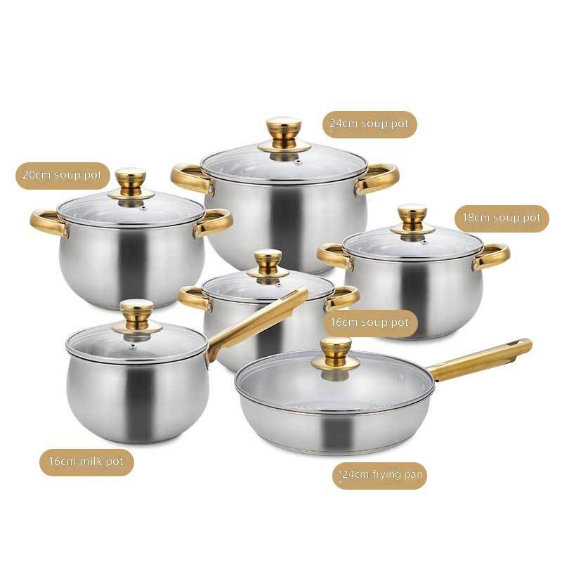 12-piece arc pan set-golden handle