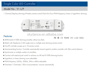 V1-L/P 1CH * 15A одноканальный светодиодный контроллер 4 PWM частоты RF2.4g беспроводной пульт дистанционного управления Push Dim Одноцветный диммер - Product Image 2