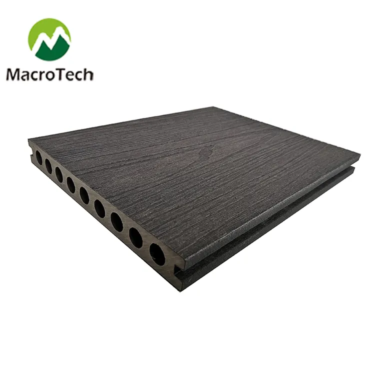 उच्च गुणवत्ता लोकप्रिय आउटडोर छत मंजिल काले डब्ल्यूपीसी अलंकार फर्श डब्ल्यूपीसी लकड़ी प्लास्टिक समग्र बाहरी अलंकार बोर्ड