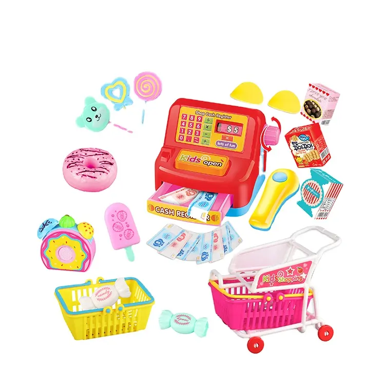 Carrello della spesa cestino di plastica per alimenti dolci mini giocattolo del supermercato per bambini