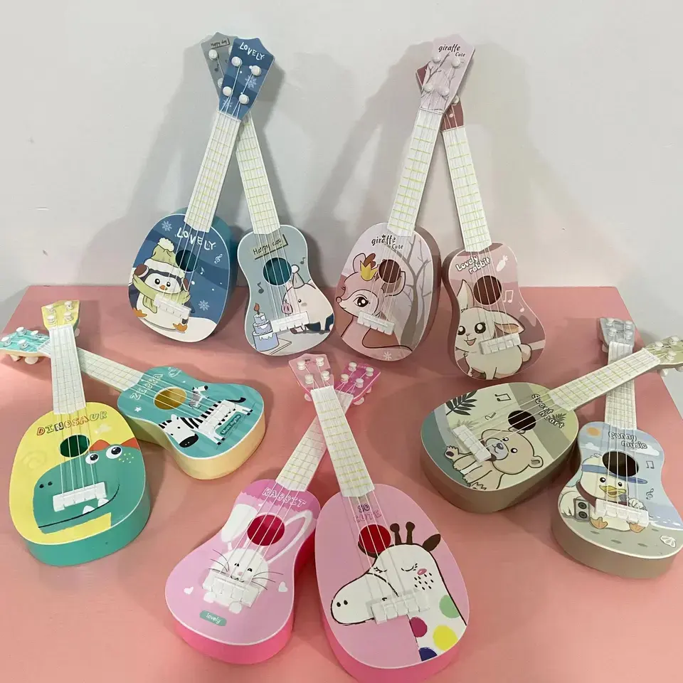 1-3 Brinquedo pequeno violão das crianças Mini instrumentos musicais de quatro cordas brinquedos educativos crianças brinquedo de guitarra