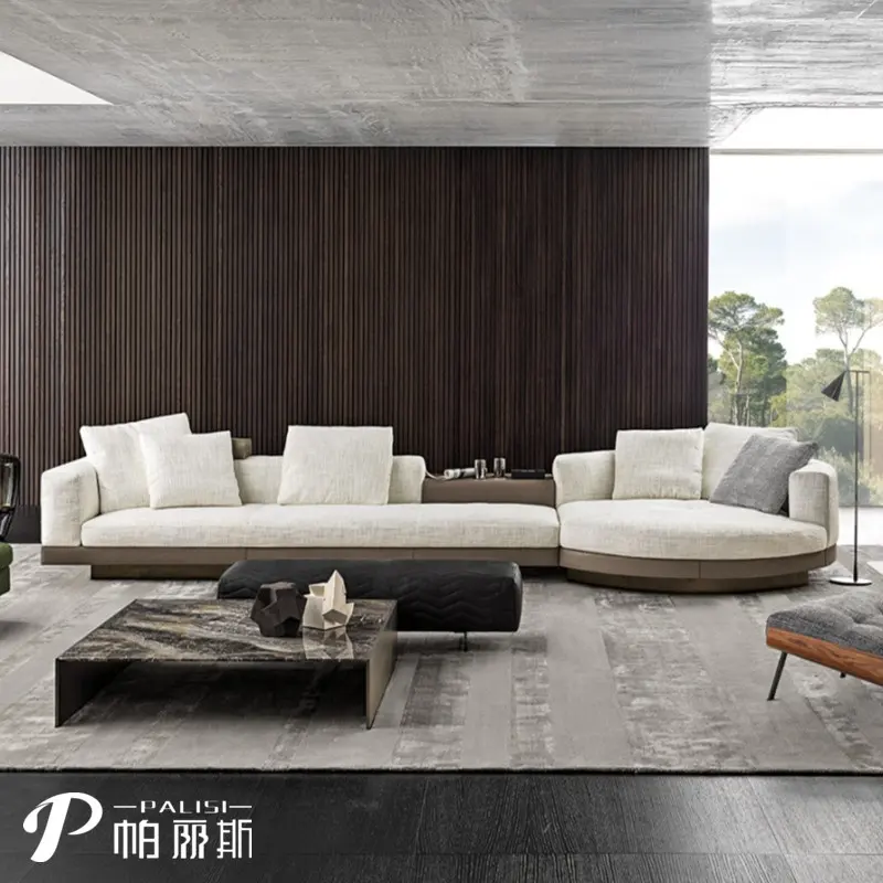 Divano italiano set CONNERY design irregolare chaise rotonda moderno divano componibile in tessuto di lusso divano in pelle di design per soggiorno