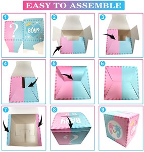 <strong>Gender</strong> Reveal Party Supplies Boy or Girl He or She <strong>Gender</strong> Reveal Voting Box with 60 Ballot Cards Pink and Blue Game Box for Baby