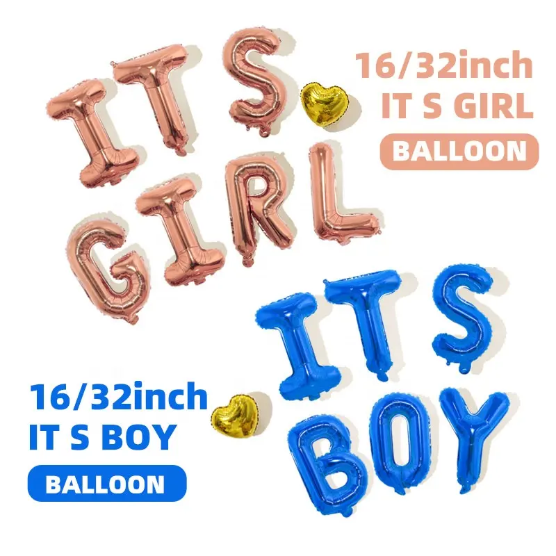 BONA good quality kids toys baby shower ITS BOY or GIRL blue pink gender reveal party foil letter balloons