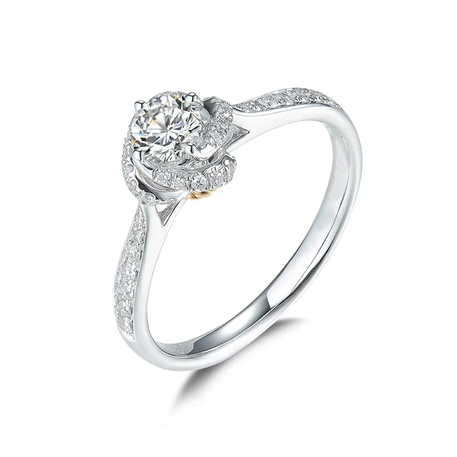 4-Prong-Setting 1 carato Moissanite fidanzamento Custom inciso nome anelli gioielli in argento Sterling per le donne di nozze