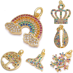 DIY אביזרי אספקת צבעים מעוקב Zirconia פגז כתר כוכב ירח קשת עין רוז פרח קסם תליונים