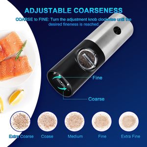 LED ışık eşlik eden elektrikli otomatik tuz ve karabiber değirmeni seti ayarlanabilir kısırlık biber değirmenleri - Product Image 4