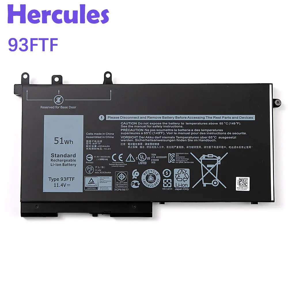 Pin máy tính xách tay 93ftf d4cmt djwgp fpt1c cho Dell Latitude 5288 5488 5290 5590 5280 có thể sạc lại pin máy tính xách tay