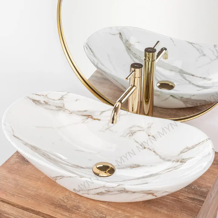 Lavabo de salle de bain en marbre céramique haut de gamme