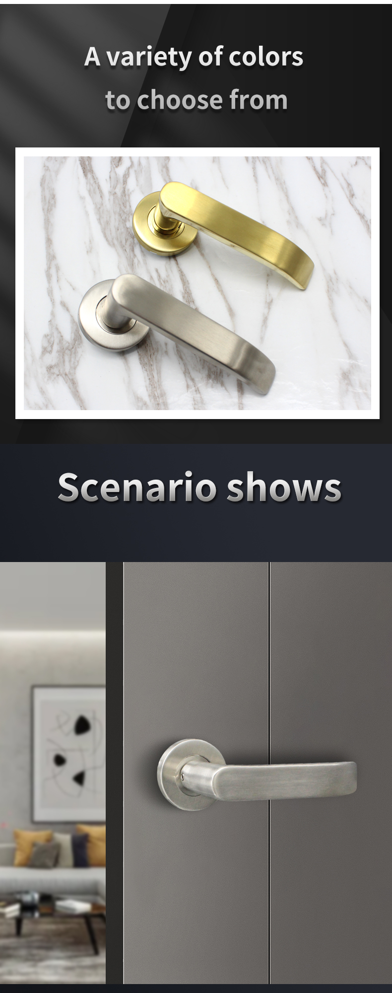 Stainless steel 304 Internal door handle set lever on rose Satin finish