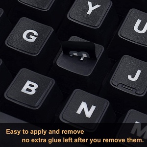 Universal English US <strong>Keyboard</strong> Stickers, Full Set of Computer Individual Keycaps <strong>Replacement</strong> <strong>Keys</strong> Black Background White Letters - Product Image 5