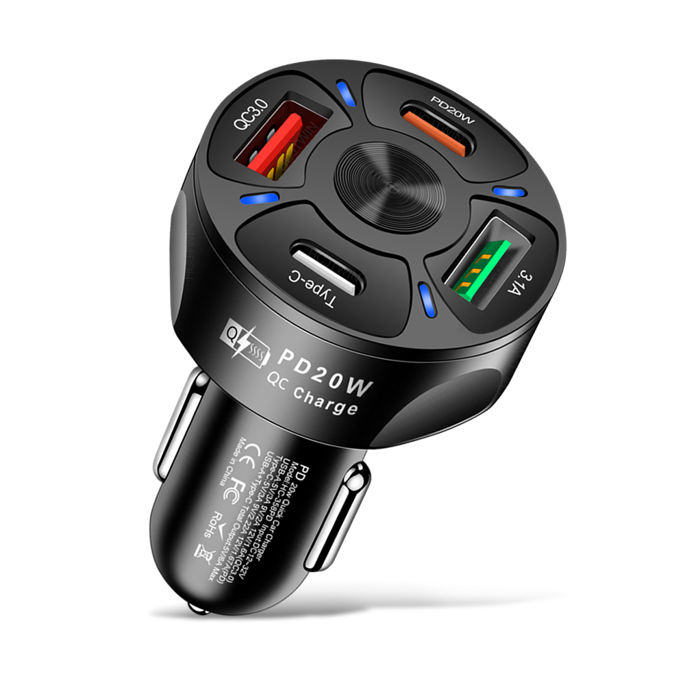 20W PD + QC3.0 3.1A 2USB Nero