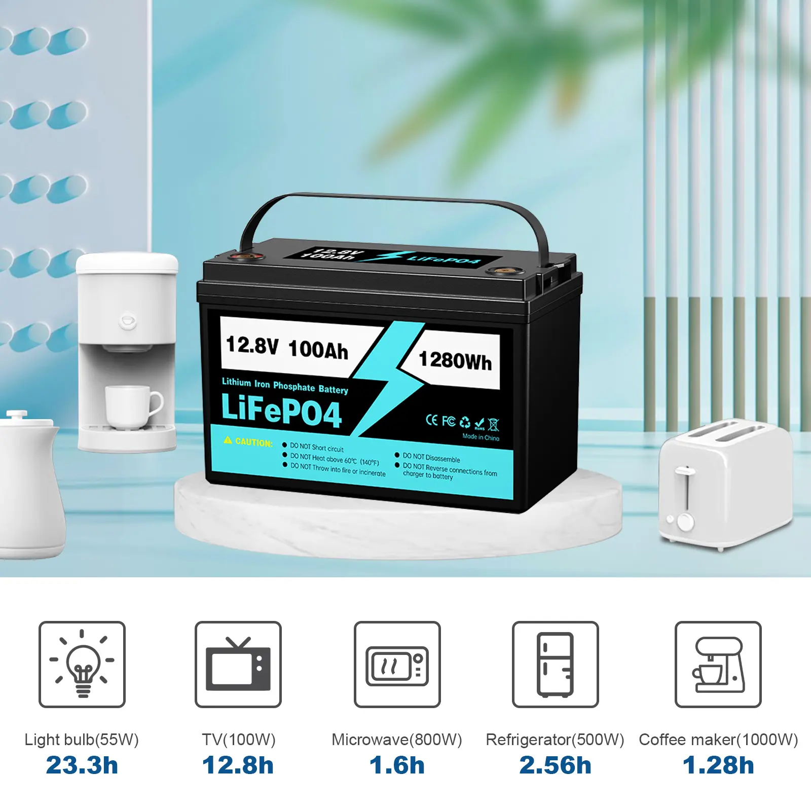 بطارية ليثيوم أيون 12 فولت 200Ah 2560Wh Lifepo4 حزمة للاستخدام المنزلي