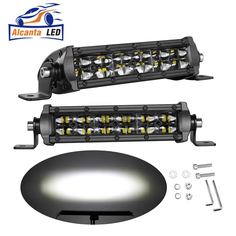 Barra de luz LED para trabalho com lente, 5 polegadas, 6D, 36W, slim, dupla fileira, para Jeep, Offroad, Barco, 4WD, 4x4, SUV, ATV, caminhão