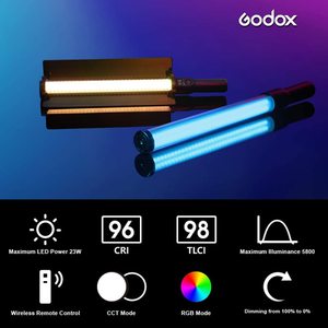 Godox LC500R RGB LED ışık çubuğu 2500K-8500K bi-renkli tam renkli aydınlatma efektleri CRI 96 TLCI 98 uzaktan kumanda ve Barndoor - Product Image 2