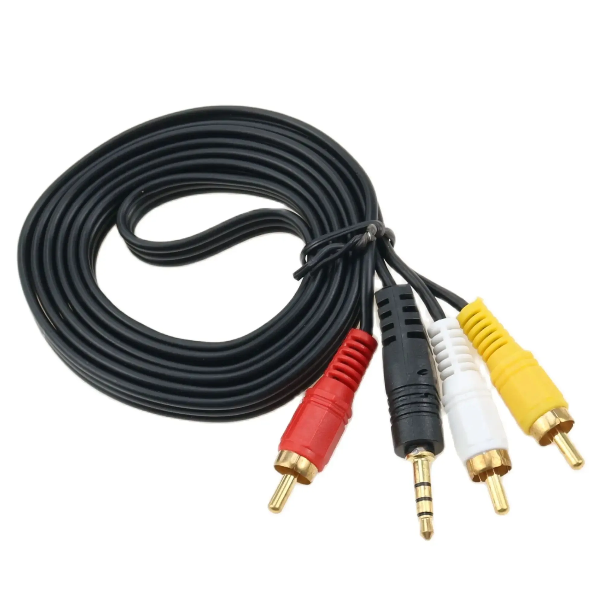 1.5M 3.5mm Jack Plug Male ke 3 RCA Male Adapter musik Audio Video AV AUX kabel kawat untuk Speaker Laptop DVD TV P