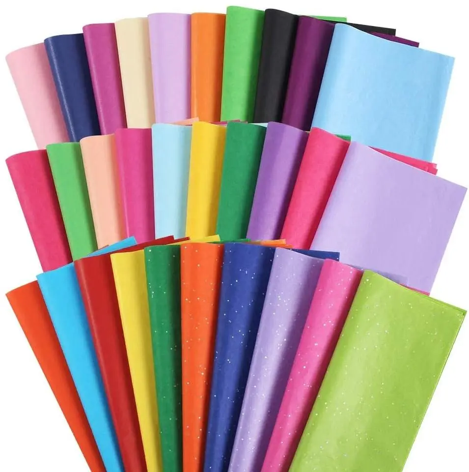 Pengiriman cepat kertas tisu kerajinan warna 17gsm 50*70cm kertas kemasan hadiah warna kertas sutra buket berbagai macam untuk dijual