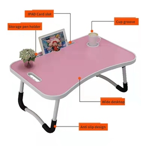 Mesa portátil de madeira dobrável, mesa dobrável ajustável para laptop, computador portátil ajustável para cama