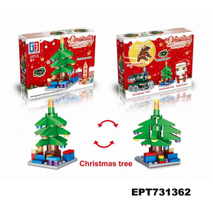 EPT $1ドルアイテムおもちゃパズルクリスマスミニリトルトレインエルクツリービルディングブロックおもちゃ