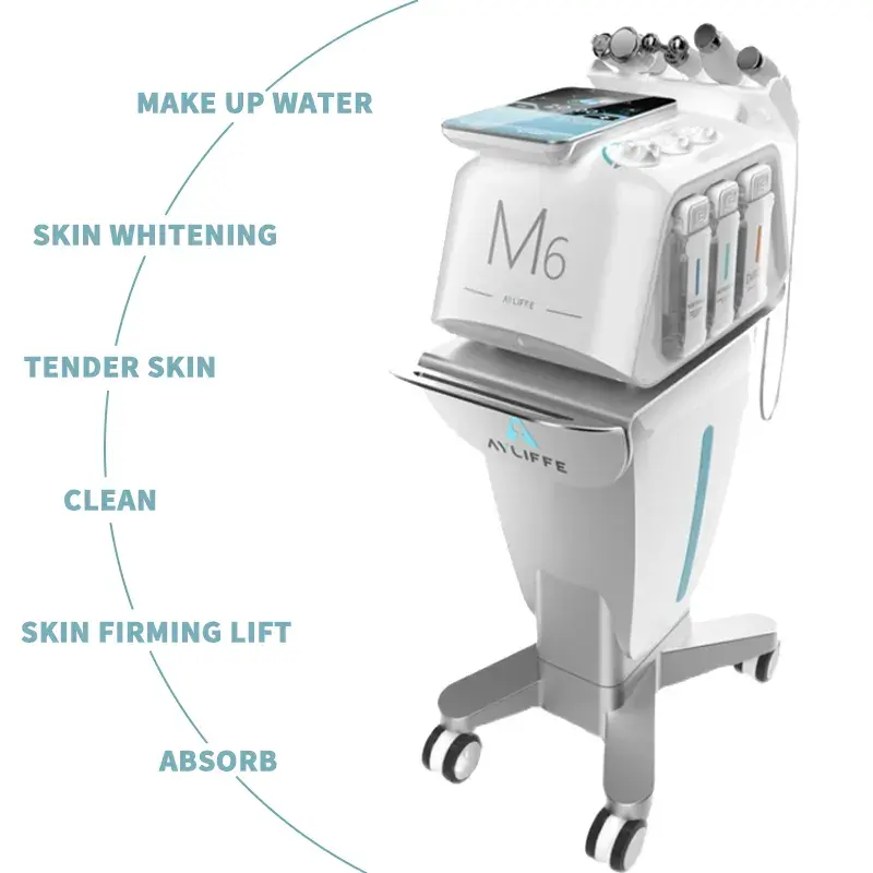 Skin Care Equipment 6 in 1 H2O2 Hydro Water Dermabrasion Hydro Machine Vacuum Cleaner Blackhead Oxygen Facial Beauty Machine