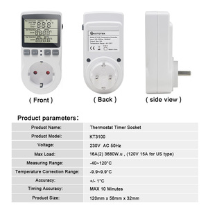 Digital <strong>Temperature</strong> <strong>Controller</strong> Multifunction Thermostat Socket With <strong>Timer</strong> Switch Heating Cooling AC 110V~230 <strong>Timer</strong> Socket - Product Image 5