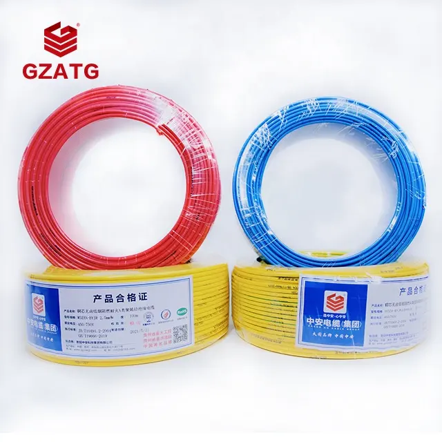 GZATG câble bvr 0.5mm2 0.75mm2 2.5mm 2.5mm2 6mm 10mm2 16mm 16mm2 câble électrique flexible isolé en pvc
