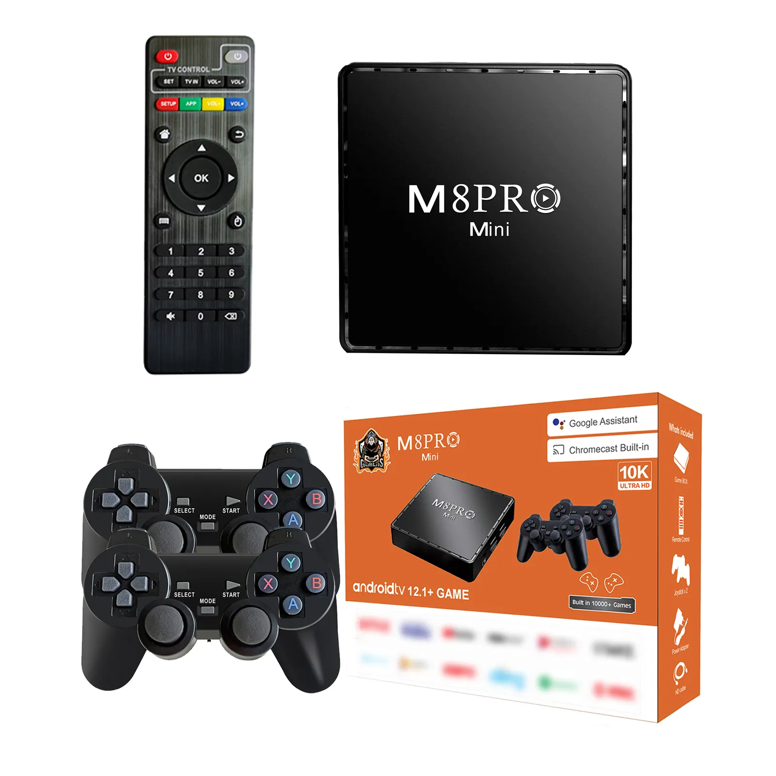 2023 best android game box M8 Pro Mini Android 12 TV Box H313 4K gaming classic arcade retro video games 2.4G Wireless gamepad