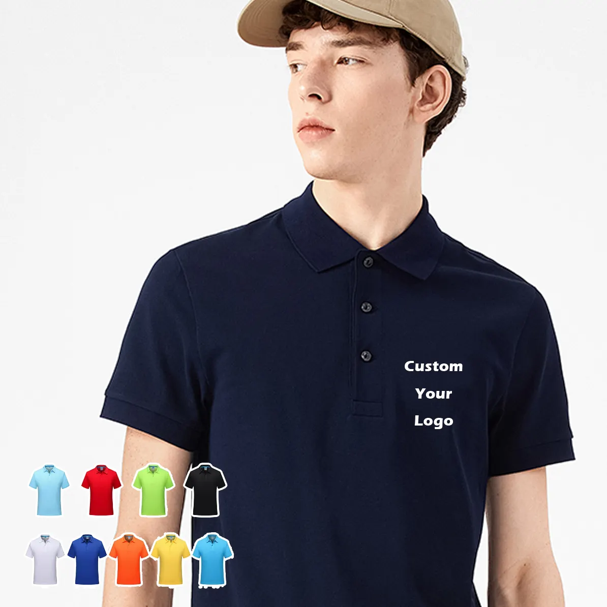 Polo de poliéster liso para hombre, camisas de Golf con logotipo personalizado, estampado de talla grande de algodón, venta al por mayor