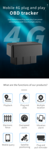 Rastreador GPS 4GOBD con posicionamiento LBS en tiempo real Fácil Instalación y conectividad WiFi para uso en vehículos Red 4G Aplicación web gratuita